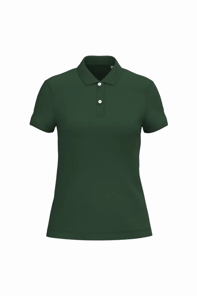 Ecologische damespolo in piquétricot, forest green — productfoto 9