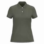 Ecologische damespolo in piquétricot, organic khaki — productfoto 14