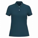 Ecologische damespolo in piquétricot, peacock blue — productfoto 15