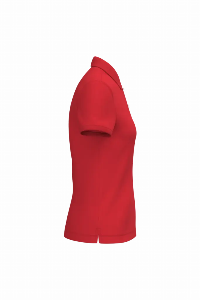 Ecologische damespolo in piquétricot, poppy red — productfoto 15