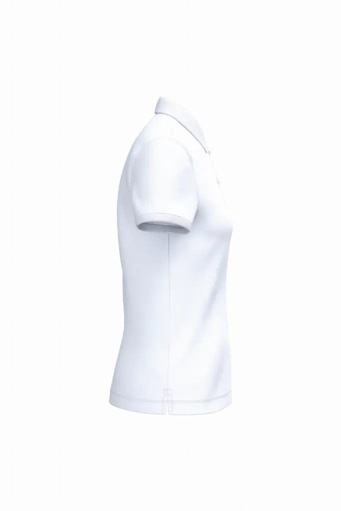 Ecologische damespolo in piquétricot, white — productfoto 19