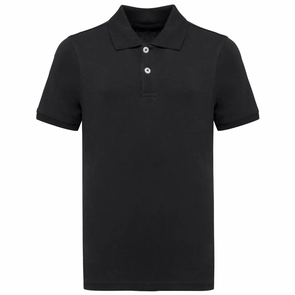 Ecologische kinderpolo van piquétricot, black — productfoto 6