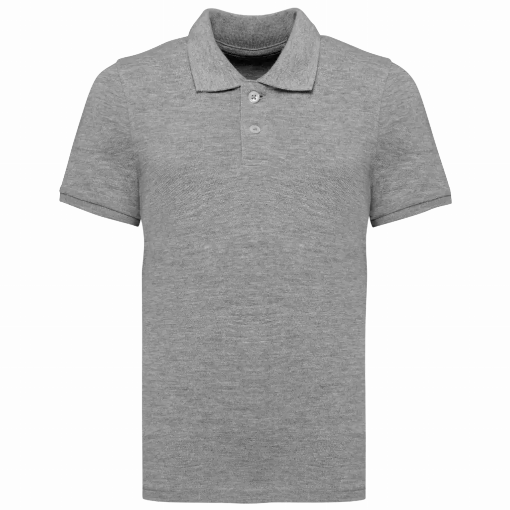 Ecologische kinderpolo van piquétricot, moon grey heather — productfoto 7