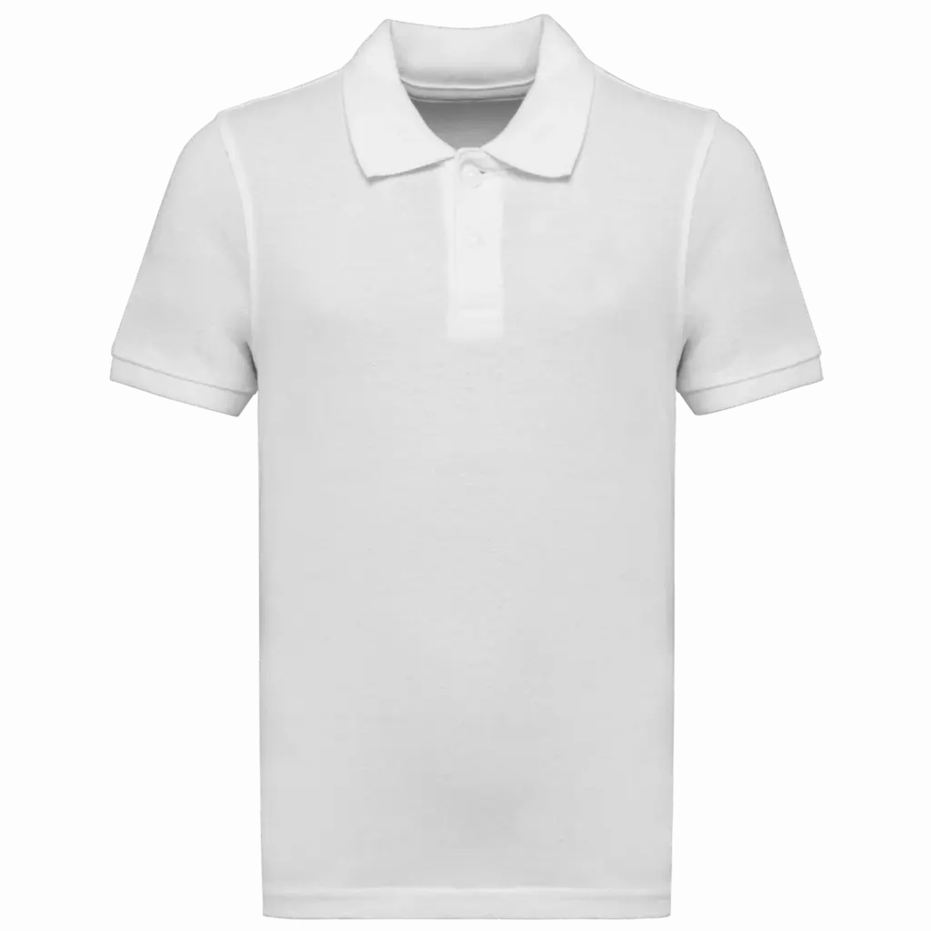 Ecologische kinderpolo van piquétricot, white — productfoto 10