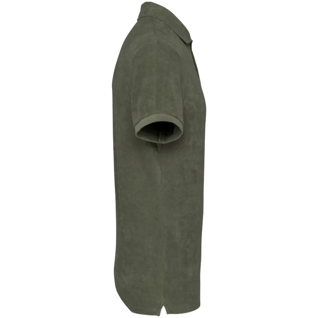 Ecologische badstof herenpolo, organic khaki — productfoto 12