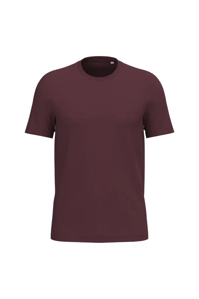 Ecologische uniseks T-shirt, dark cherry — productfoto 30