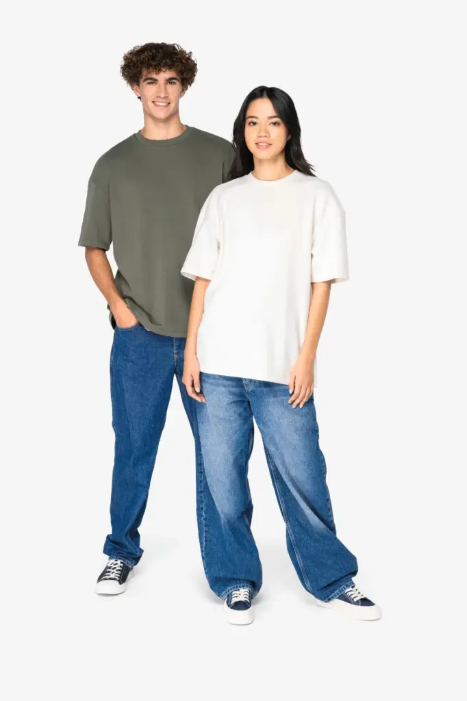 NS308-10_2024 - Hidalgo-werbeartikel Ecologisch oversized uniseks T-shirt French Terry — productfoto 2