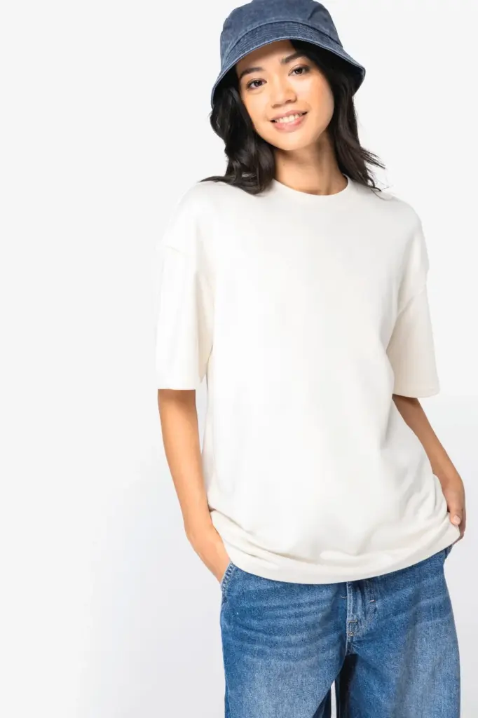 NS308-17_2024 - Hidalgo-werbeartikel Ecologisch oversized uniseks T-shirt French Terry — productfoto 3