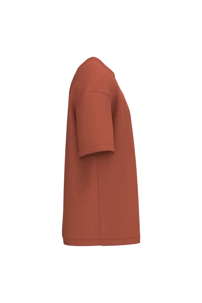 PS_NS308-S_BURNTBRICK - Hidalgo-werbeartikel Ecologisch oversized uniseks T-shirt French Terry, burnt brick — productfoto 6
