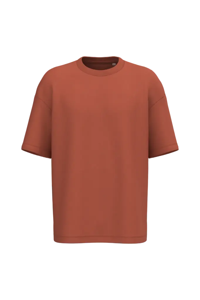 Ecologisch oversized uniseks T-shirt French Terry, burnt brick — productfoto 13