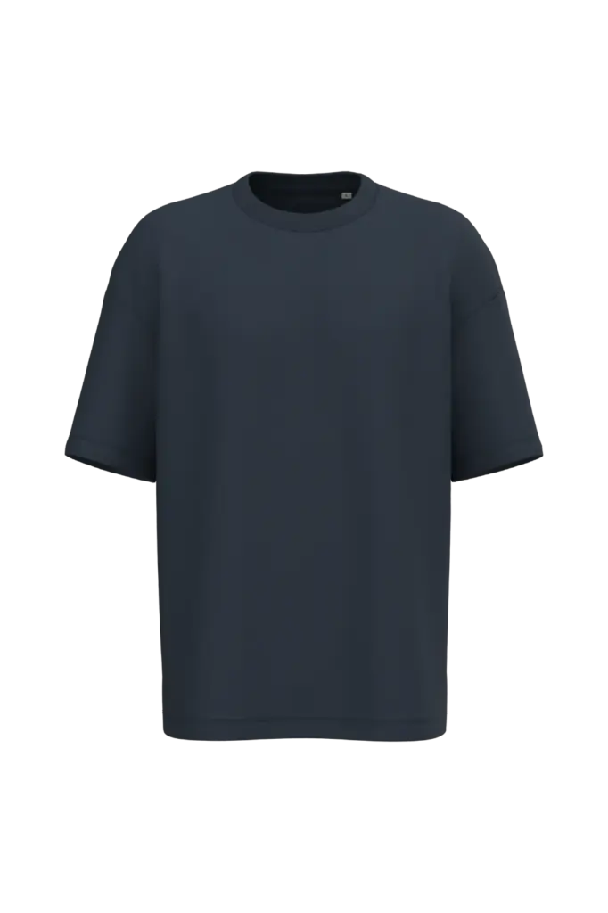 Ecologisch oversized uniseks T-shirt French Terry, navy blue — productfoto 16
