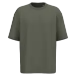Ecologisch oversized uniseks T-shirt French Terry, organic khaki — productfoto 17