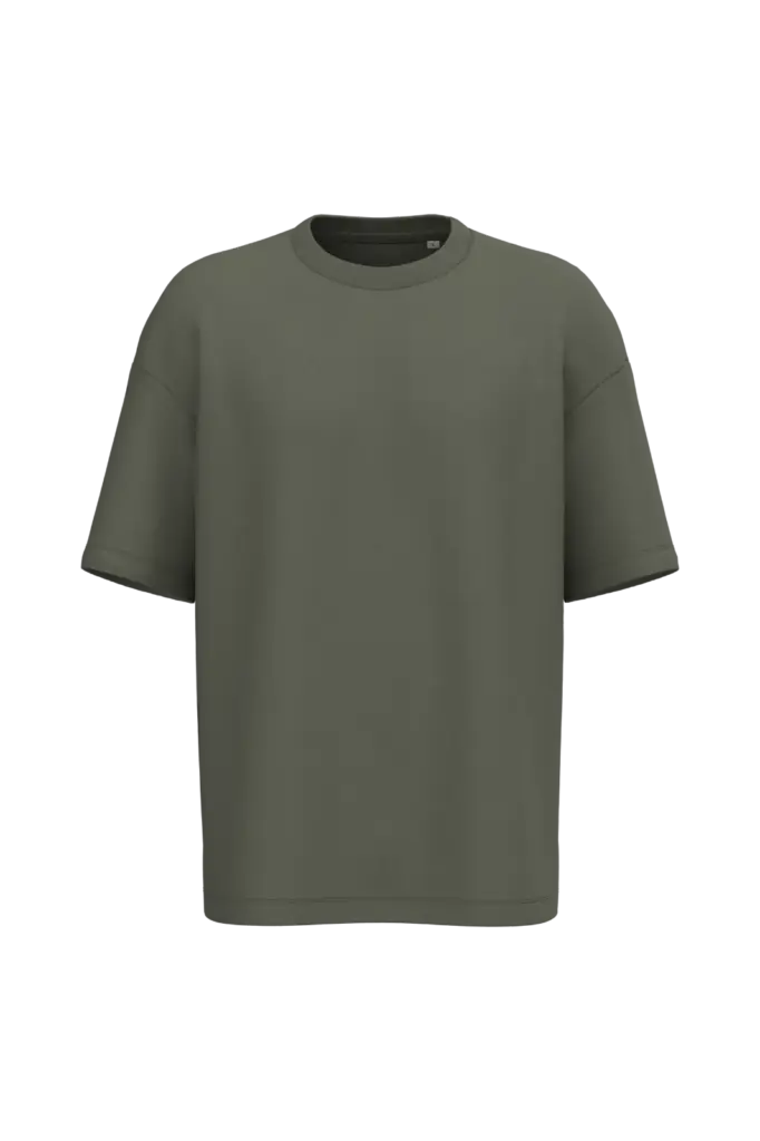 Ecologisch oversized uniseks T-shirt French Terry, organic khaki — productfoto 17