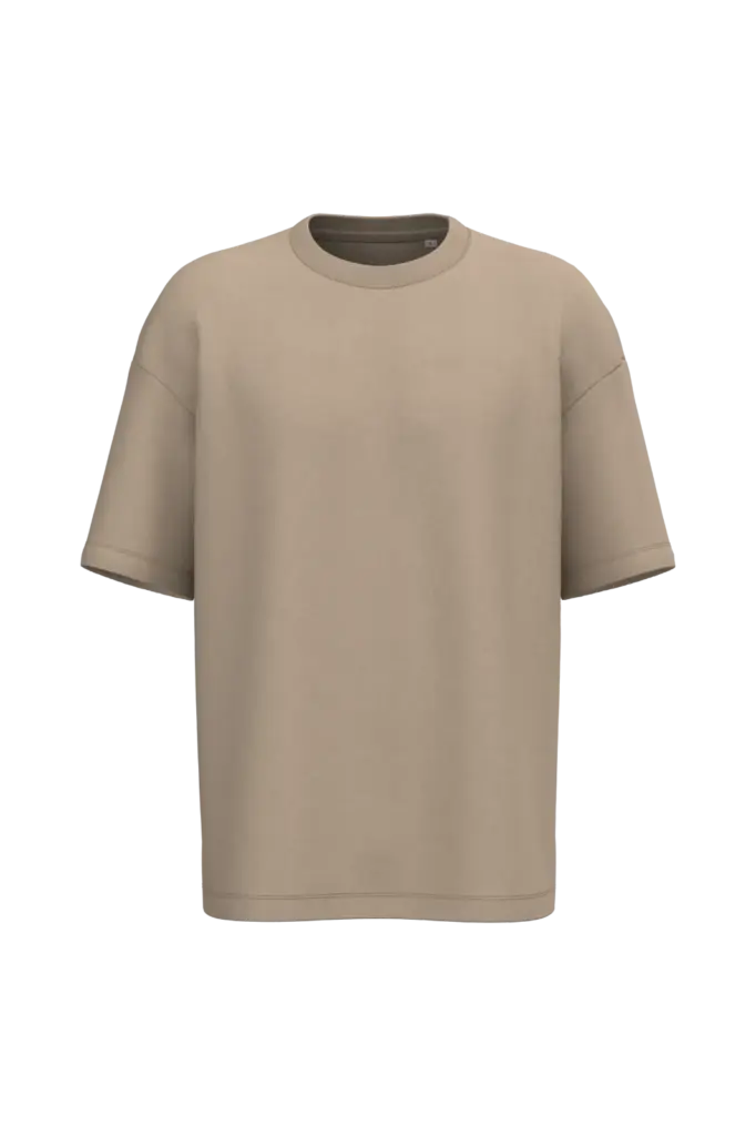 Ecologisch oversized uniseks T-shirt French Terry, wet sand — productfoto 18
