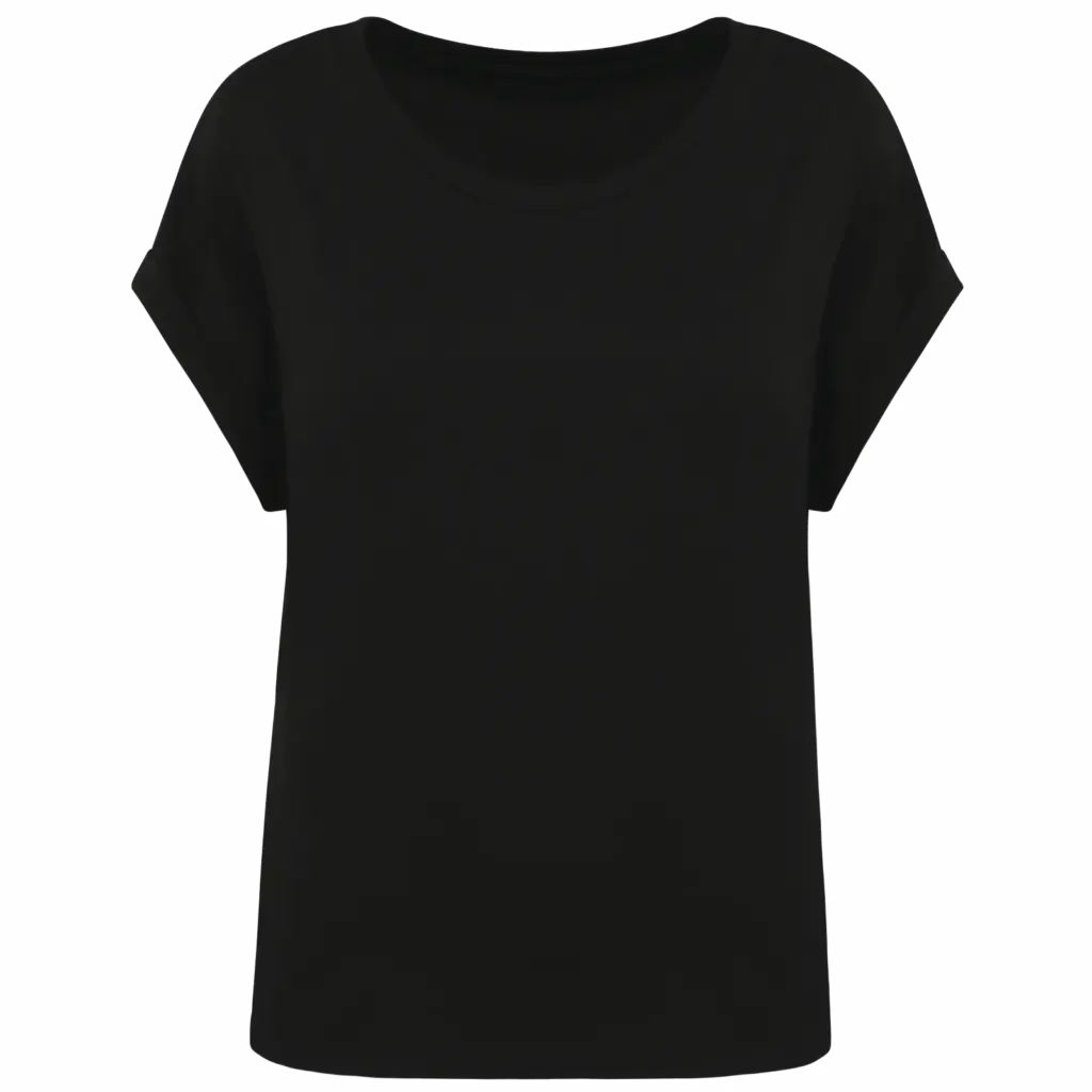 Ecologisch dames t-shirt met mouwen met omslag, black — productfoto 6