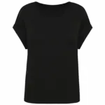 Ecologisch dames t-shirt met mouwen met omslag, black — productfoto 6