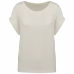 Ecologisch dames t-shirt met mouwen met omslag, ivory — productfoto 7