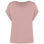 Ecologisch dames t-shirt met mouwen met omslag, petal rose — productfoto 8