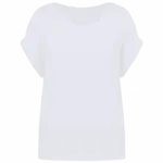 Ecologisch dames t-shirt met mouwen met omslag, white — productfoto 9