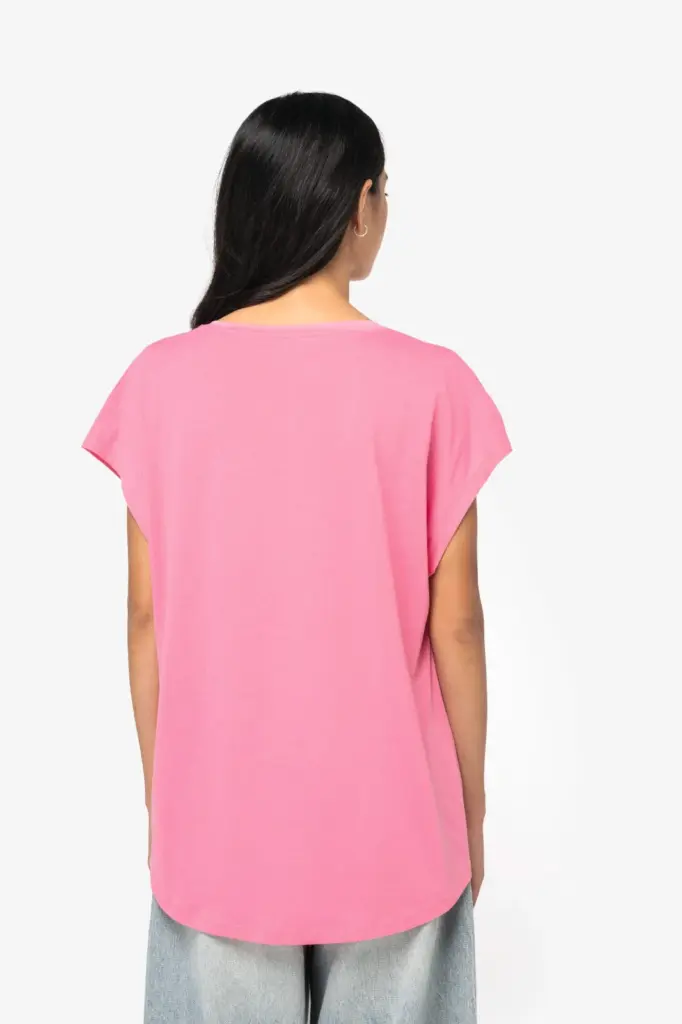 NS312-6_2025 - Hidalgo-werbeartikel Ecologisch baggy dames T-shirt V-hals — productfoto 4