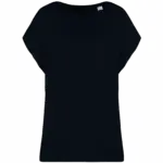 Ecologisch baggy dames T-shirt V-hals, black — productfoto 7