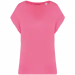 Ecologisch baggy dames T-shirt V-hals, candy rose — productfoto 8