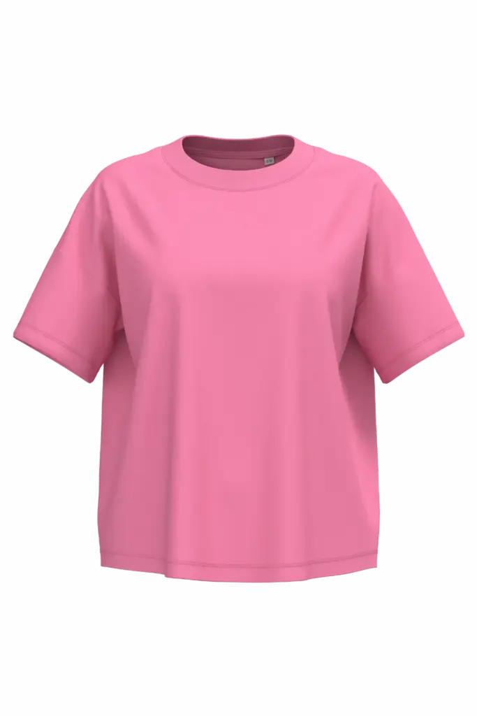 Ecologisch oversized dames T-shirt, candy rose — productfoto 8