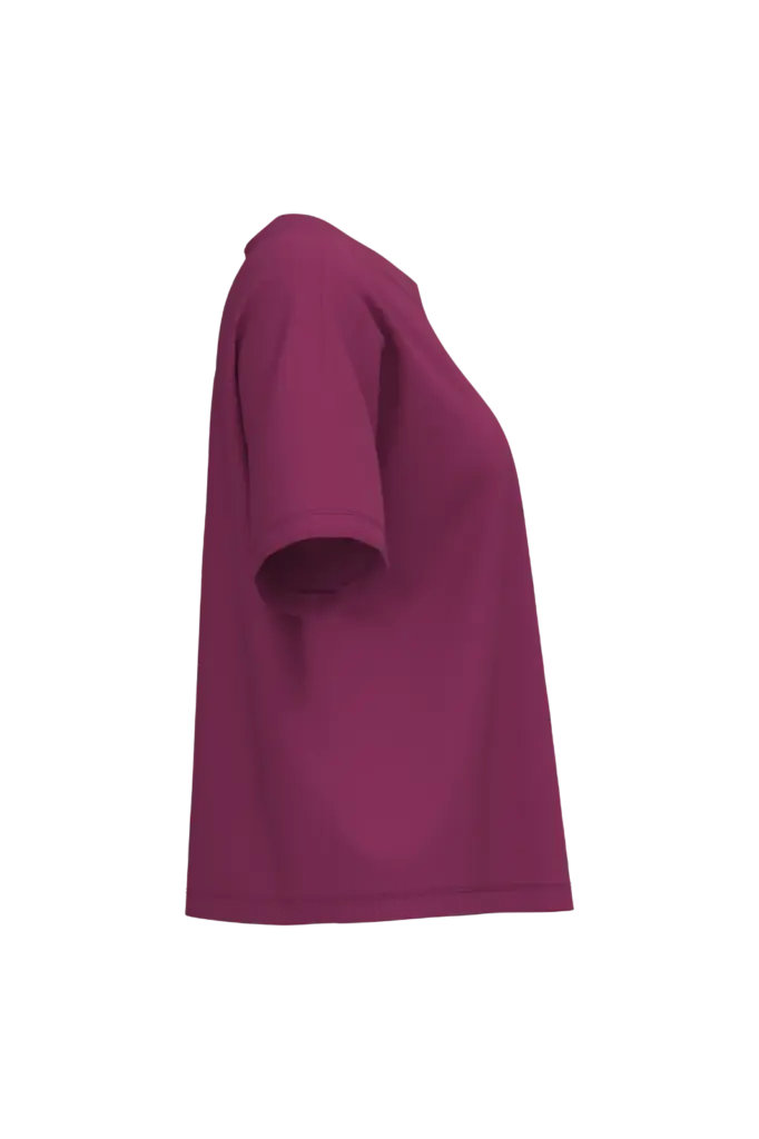 Ecologisch oversized dames T-shirt, cherry purple — productfoto 8