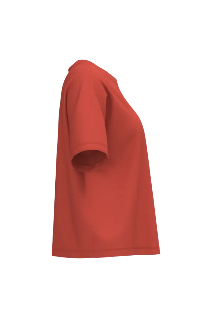 Ecologisch oversized dames T-shirt, paprika — productfoto 13