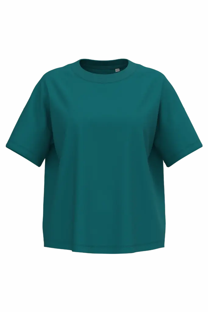 Ecologisch oversized dames T-shirt, peacock green — productfoto 16