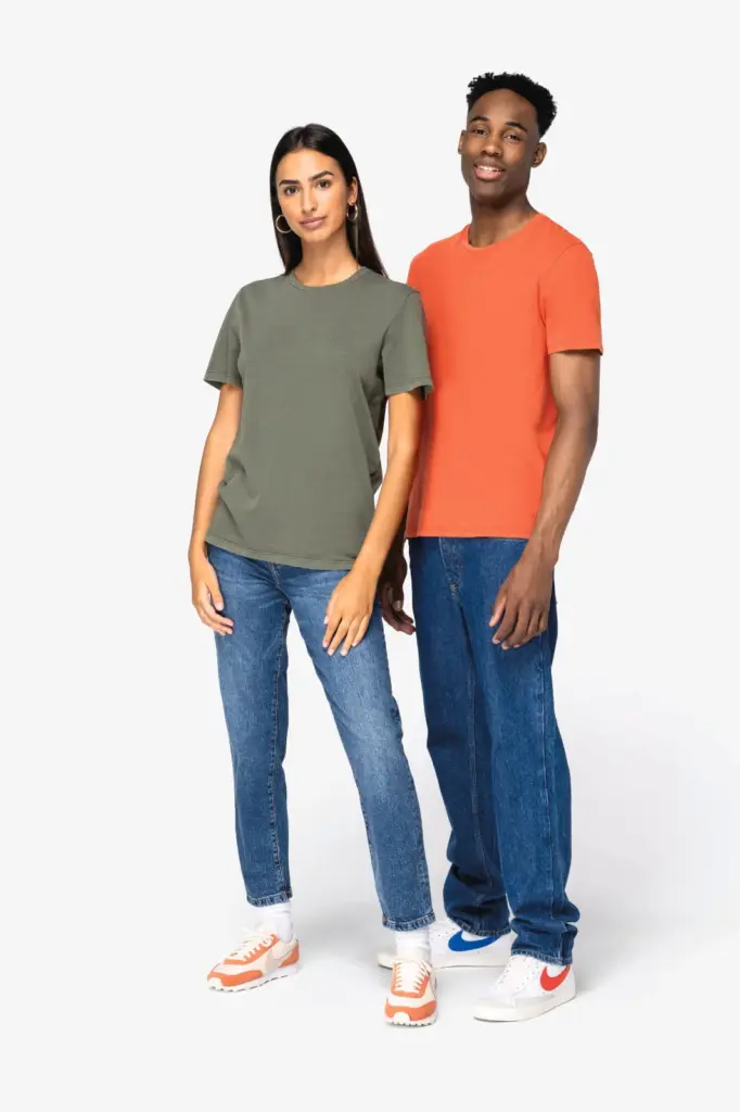 NS315-10_2023 - Hidalgo-werbeartikel Ecologisch verwassen uniseks T-shirt — productfoto 2