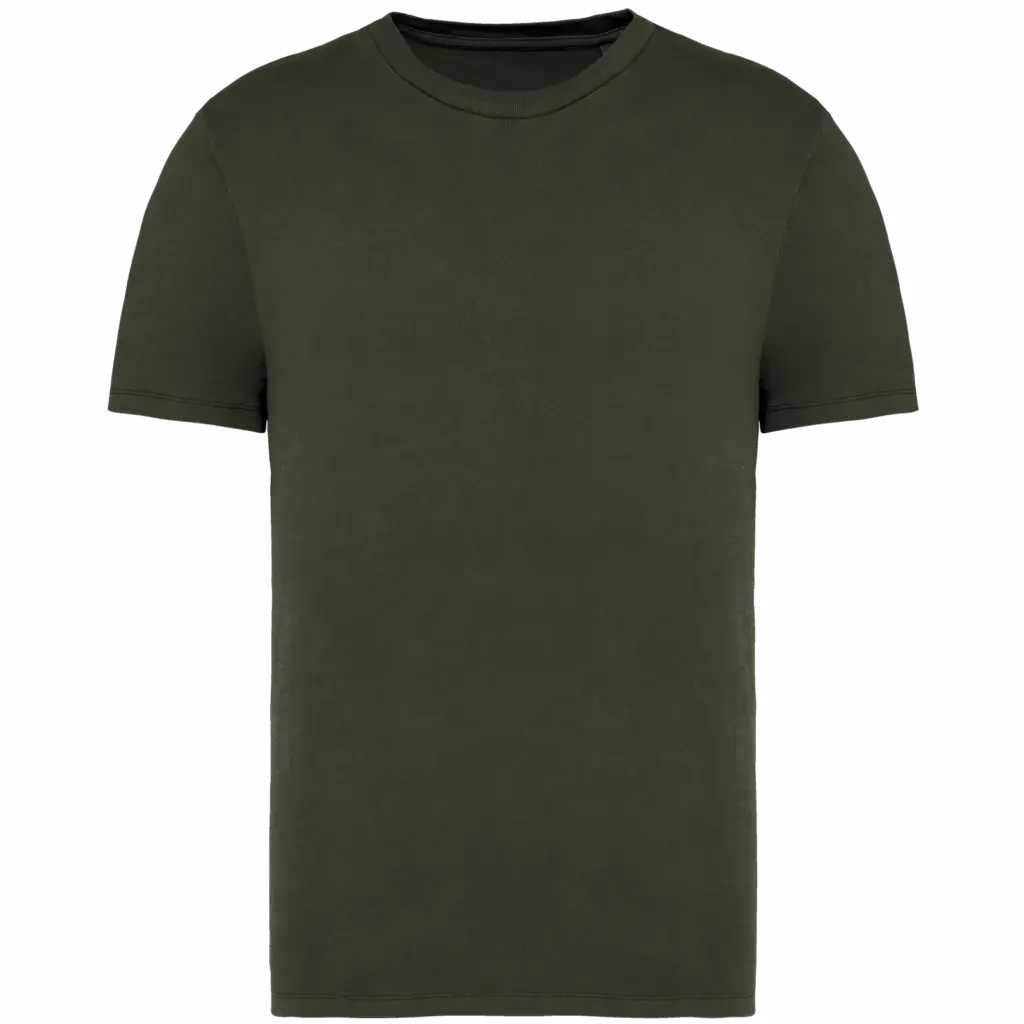 Ecologisch verwassen uniseks T-shirt, washed organic khaki — productfoto 9