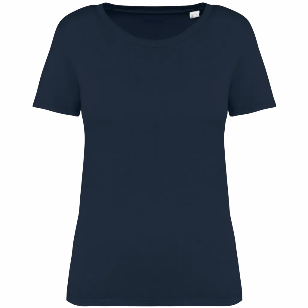 Ecologisch verwassen dames T-shirt, washed navy blue — productfoto 7