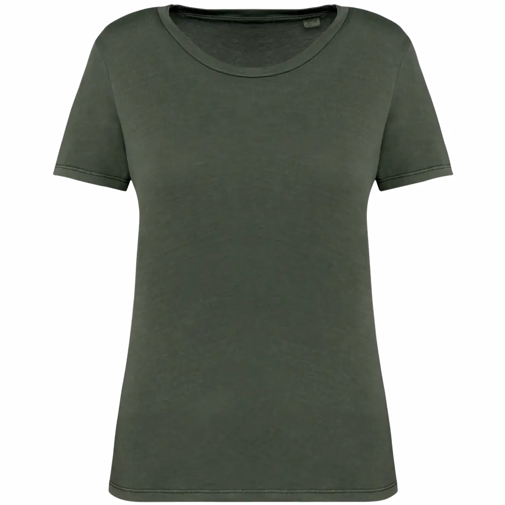 Ecologisch verwassen dames T-shirt, washed organic khaki — productfoto 8