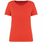 Ecologisch verwassen dames T-shirt, washed paprika — productfoto 9