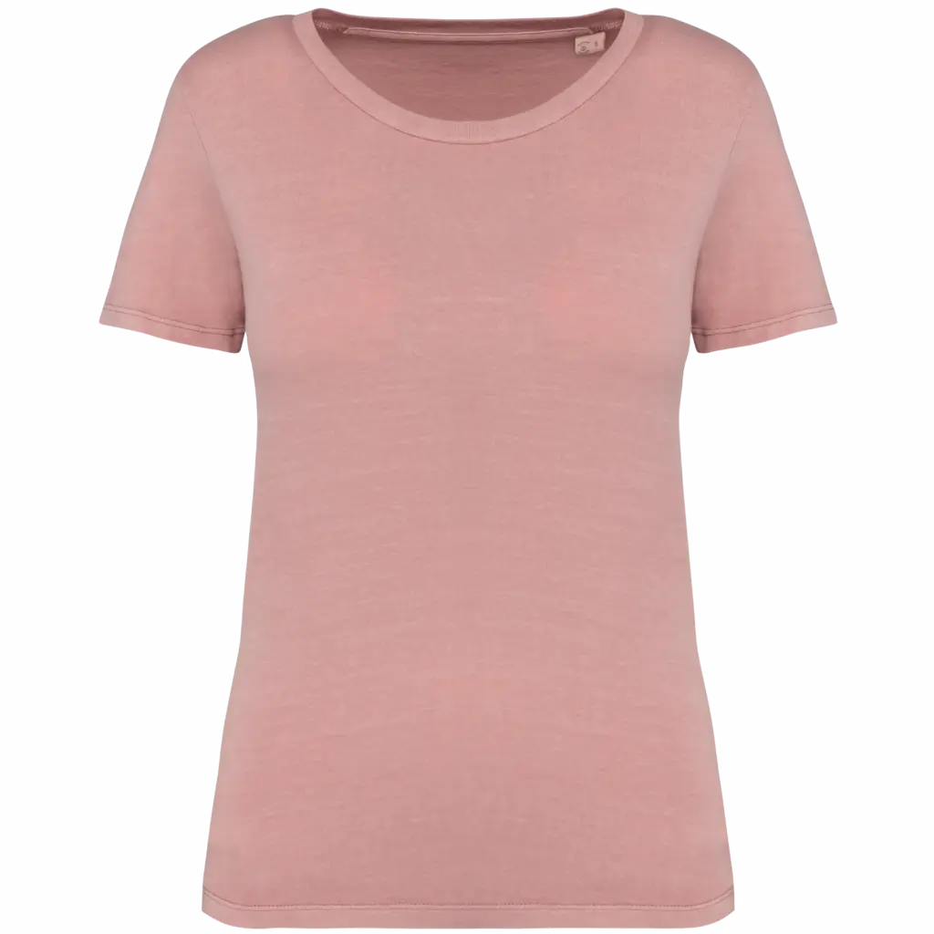 Ecologisch verwassen dames T-shirt, washed petal rose — productfoto 10