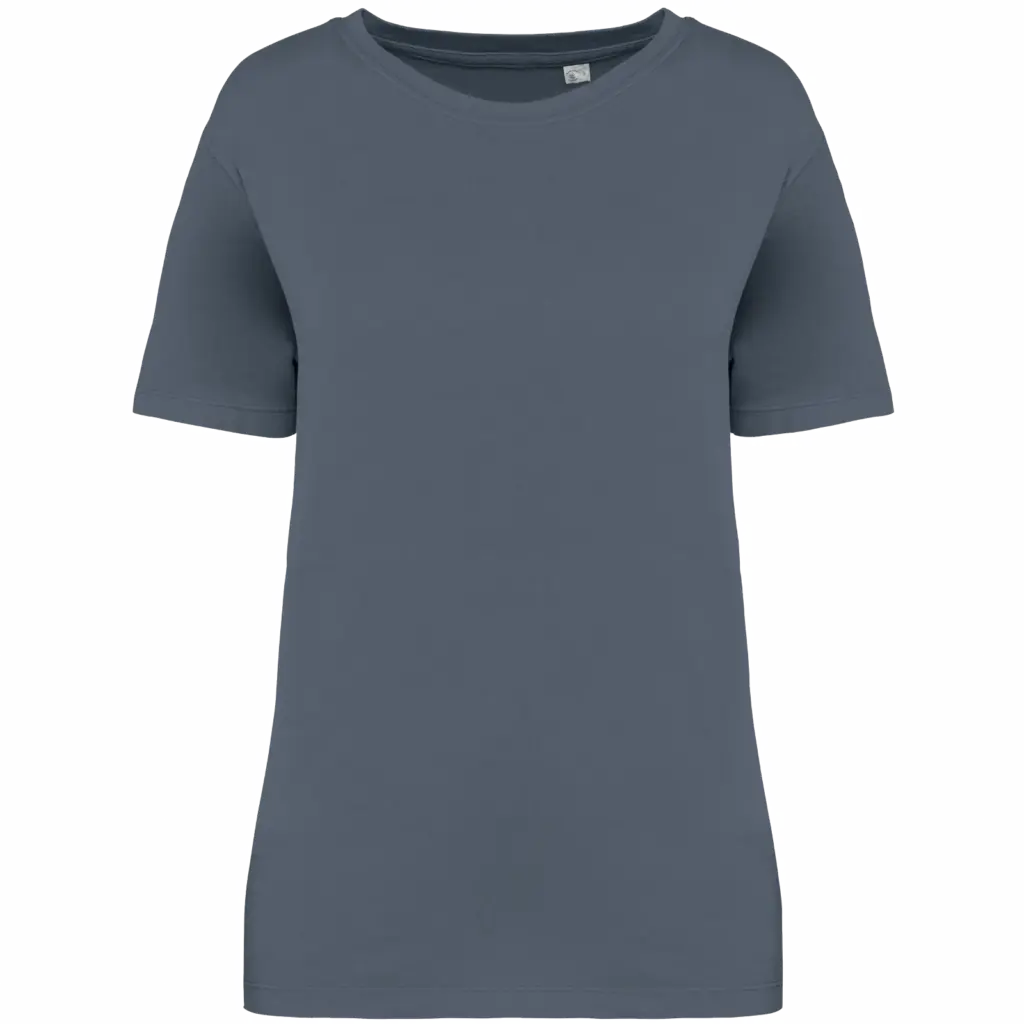 Ecologisch verwassen T-shirt ronde hals korte mouwen, washed mineral grey — productfoto 6