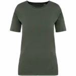 Ecologisch verwassen T-shirt ronde hals korte mouwen, washed organic khaki — productfoto 7