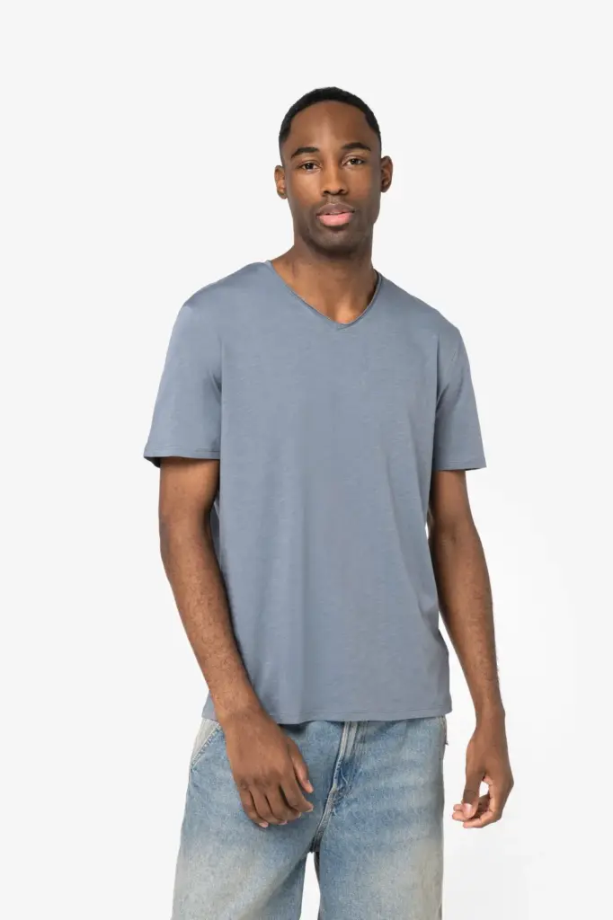 Ecologisch slub heren T-shirt onafgewerkte randen
