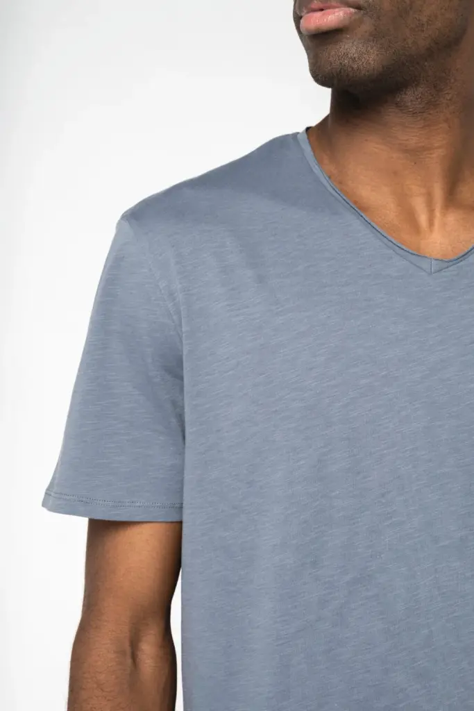 NS318-6_2025 - Hidalgo-werbeartikel Ecologisch slub heren T-shirt onafgewerkte randen — productfoto 4