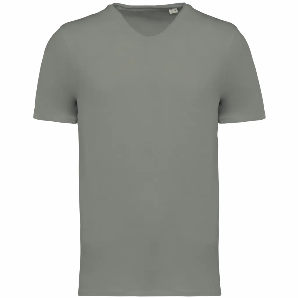 Ecologisch slub heren T-shirt onafgewerkte randen, almond green — productfoto 6