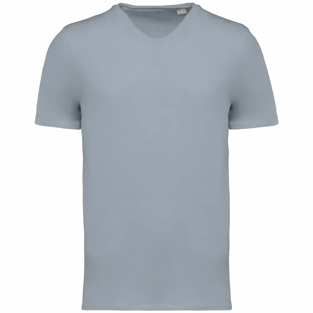 Ecologisch slub heren T-shirt onafgewerkte randen, aquamarine — productfoto 7