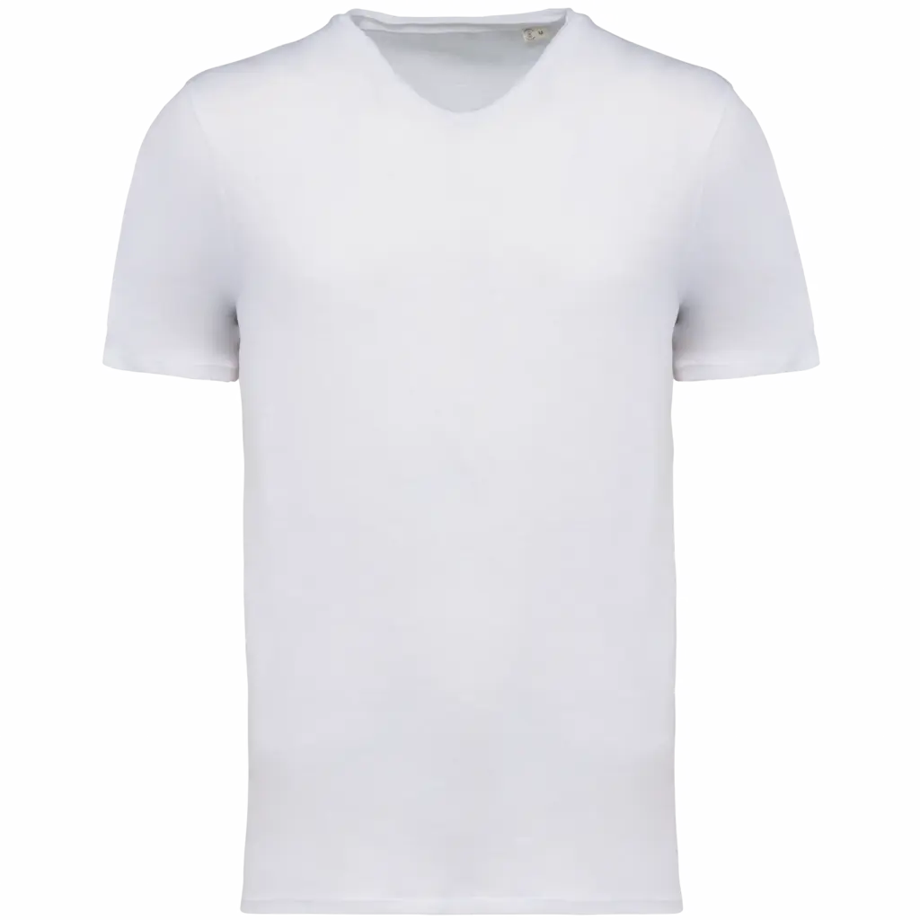 Ecologisch slub heren T-shirt onafgewerkte randen, white — productfoto 11