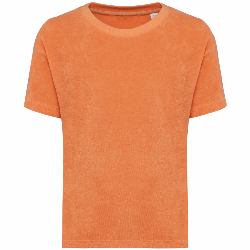 Ecologisch badstof meisjes T-shirt, apricot — productfoto 6