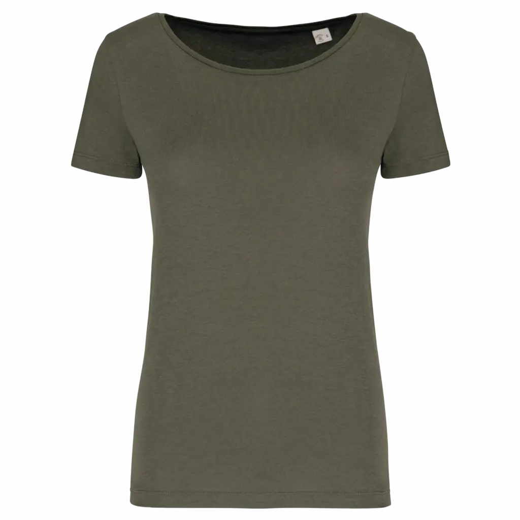 Modal dames t-shirt, organic khaki — productfoto 7