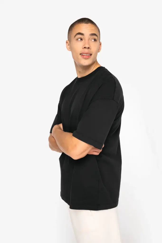 NS326-2_2025 - Hidalgo-werbeartikel Ecologisch oversized verwassen heren T-shirt — productfoto 3