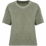 Ecologisch badstof dames T-shirt, almond green — productfoto 6