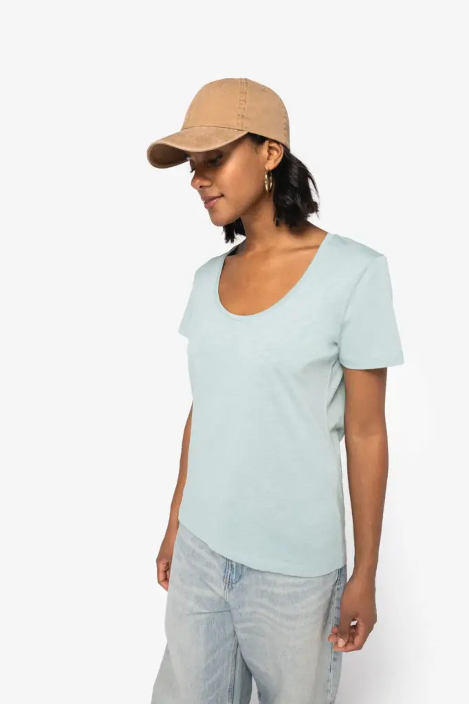 NS329-2_2025 - Hidalgo-werbeartikel Ecologisch slub dames T-shirt — productfoto 3