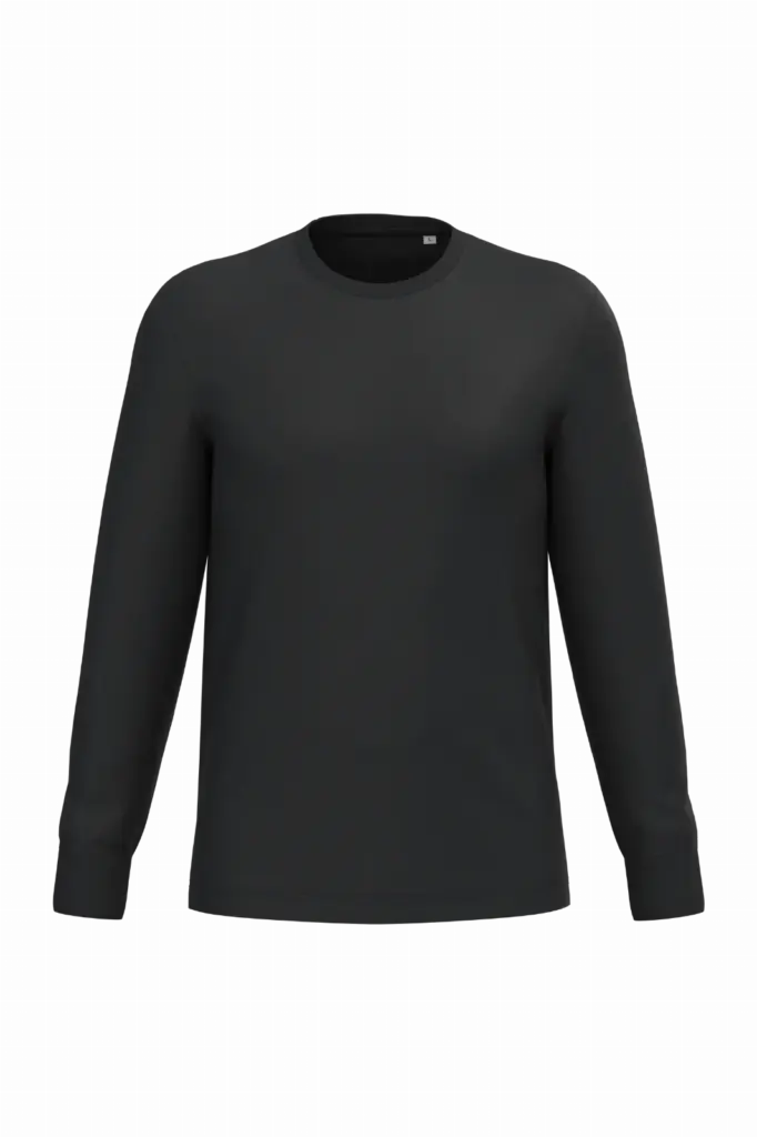 Ecologisch uniseks T-shirt met lange mouwen, black — productfoto 6