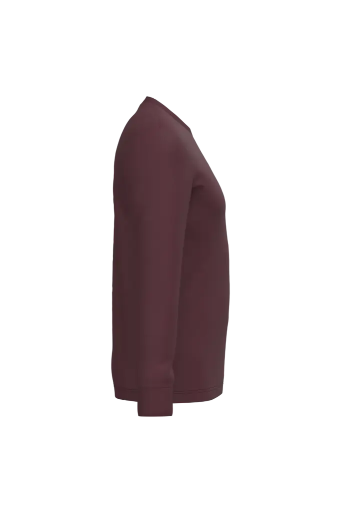 Ecologisch uniseks T-shirt met lange mouwen, dark cherry — productfoto 7